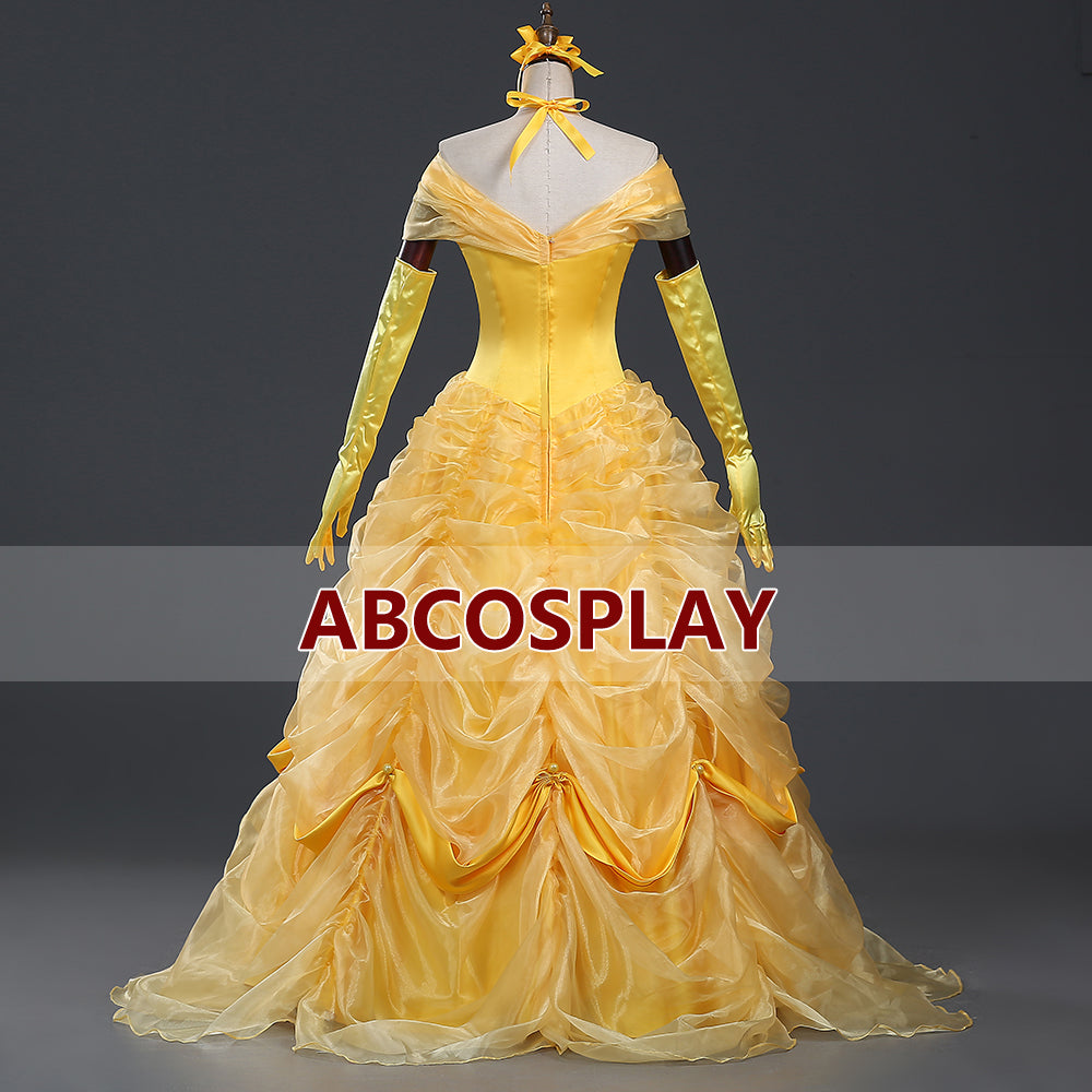 Beauty And The Beast Princess Yellow Dress And Cape Cosplay Costume