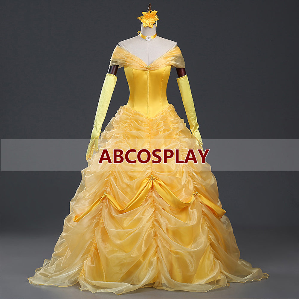Beauty And The Beast Princess Yellow Dress And Cape Cosplay Costume