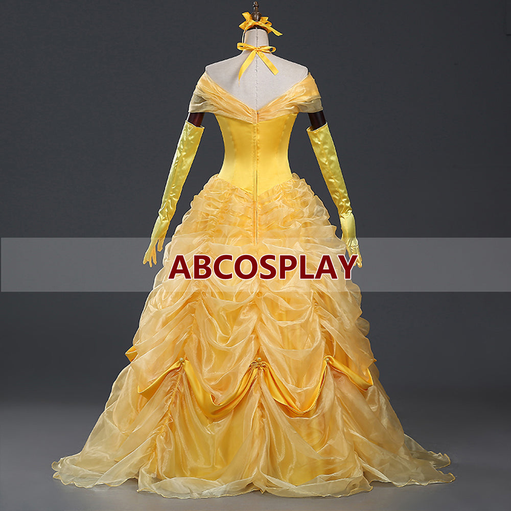 Beauty And The Beast Princess Yellow Dress And Cape Cosplay Costume