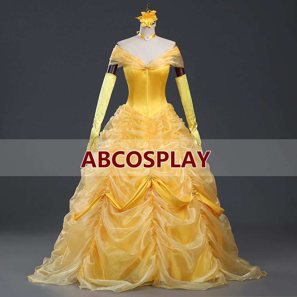 Beauty And The Beast Princess Yellow Dress And Cape Cosplay Costume