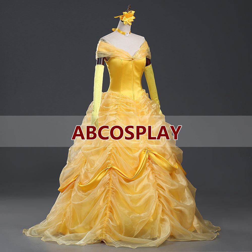 Beauty And The Beast Princess Yellow Dress And Cape Cosplay Costume