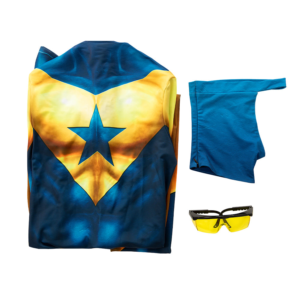 Booster Gold Cosplay Costume Jumpsuit Halloween Free Shipping