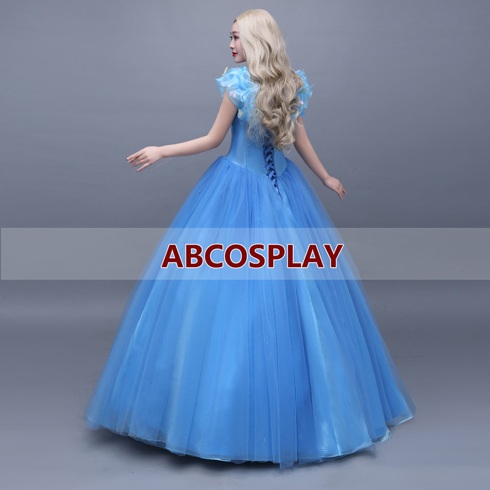 Princess Cinderella Blue Butterfly Dress Cosplay Costumes