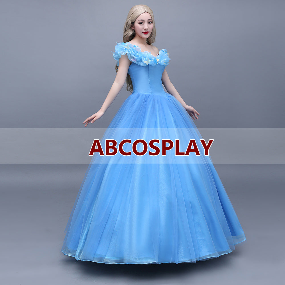 Princess Cinderella Blue Butterfly Dress Cosplay Costumes