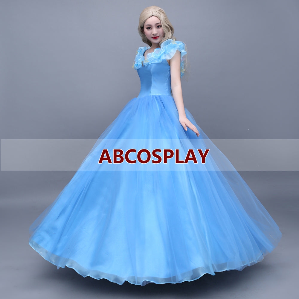 Princess Cinderella Blue Butterfly Dress Cosplay Costumes