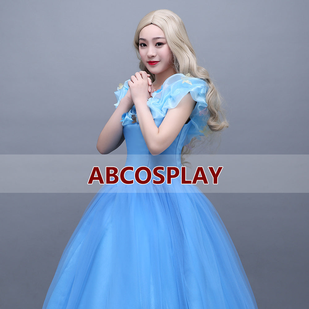 Princess Cinderella Blue Butterfly Dress Cosplay Costumes