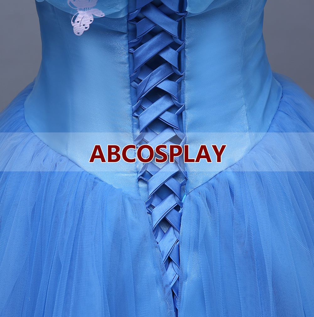 Princess Cinderella Blue Butterfly Dress Cosplay Costumes