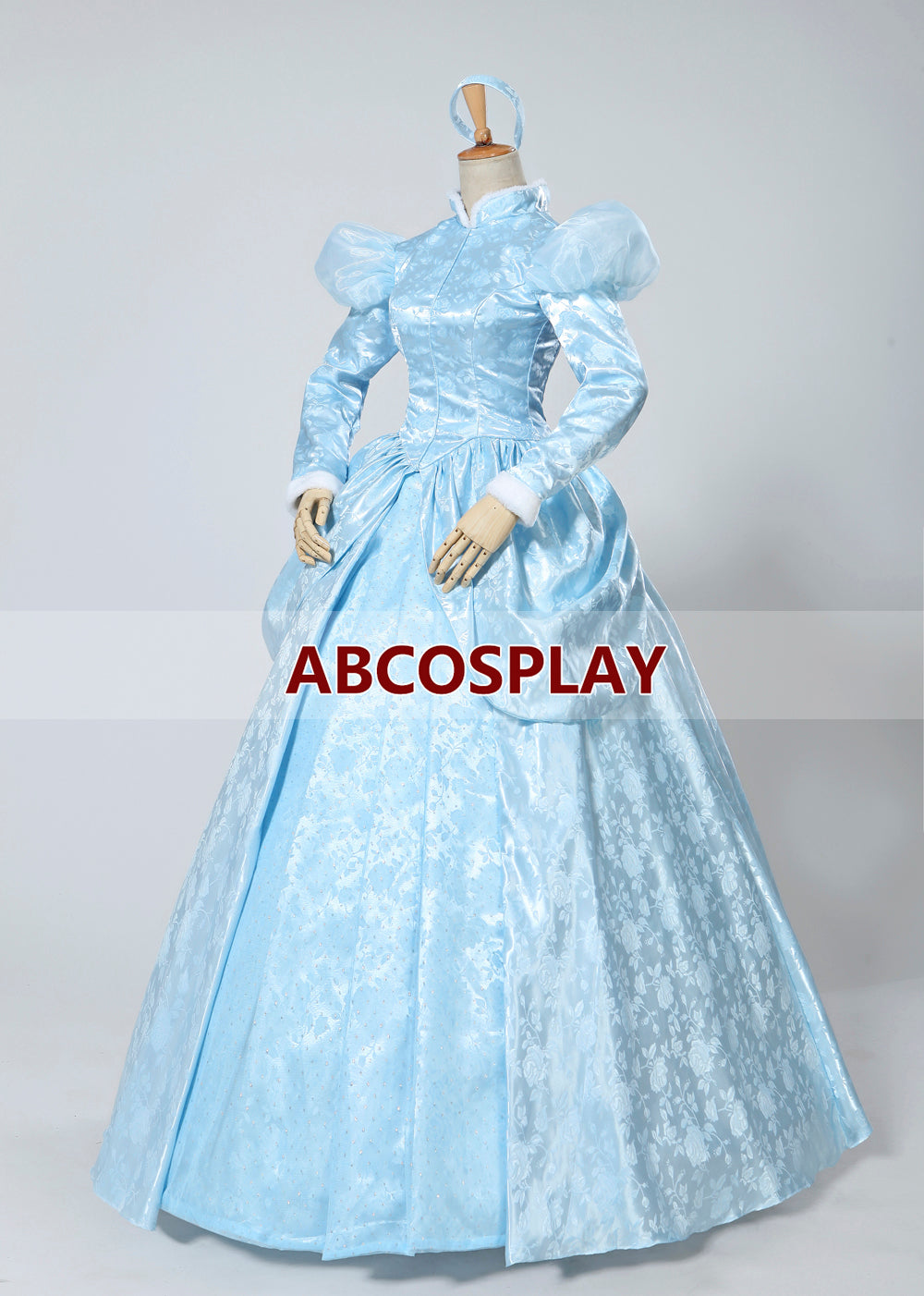 Cinderella Princess Blue Brocade Dress Cosplay Costumes