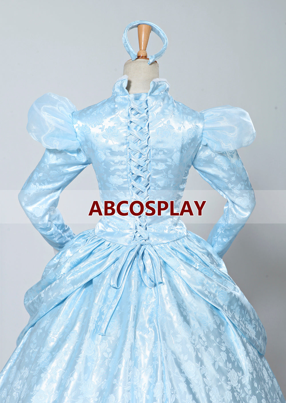 Cinderella Princess Blue Brocade Dress Cosplay Costumes