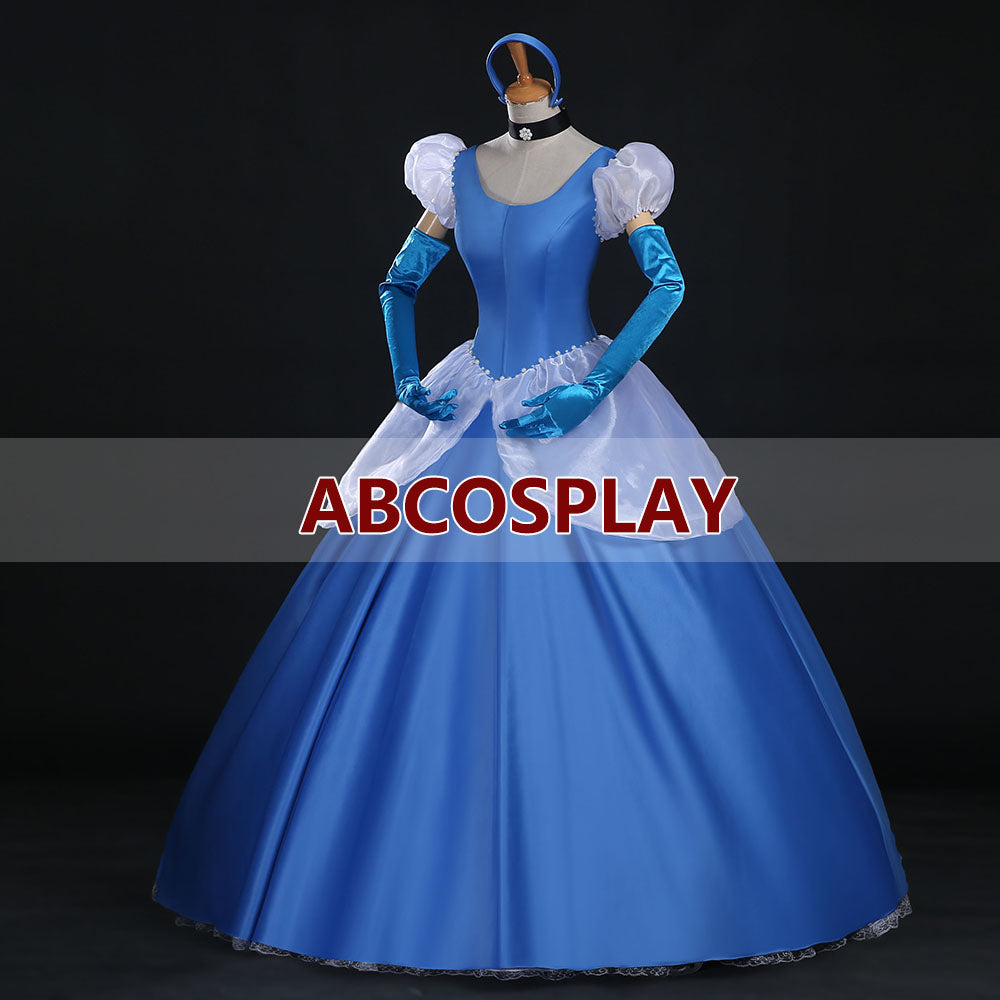 Princess Cinderella Blue Dress Woman Cosplay Costume