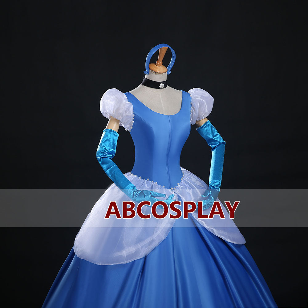 Princess Cinderella Blue Dress Woman Cosplay Costume