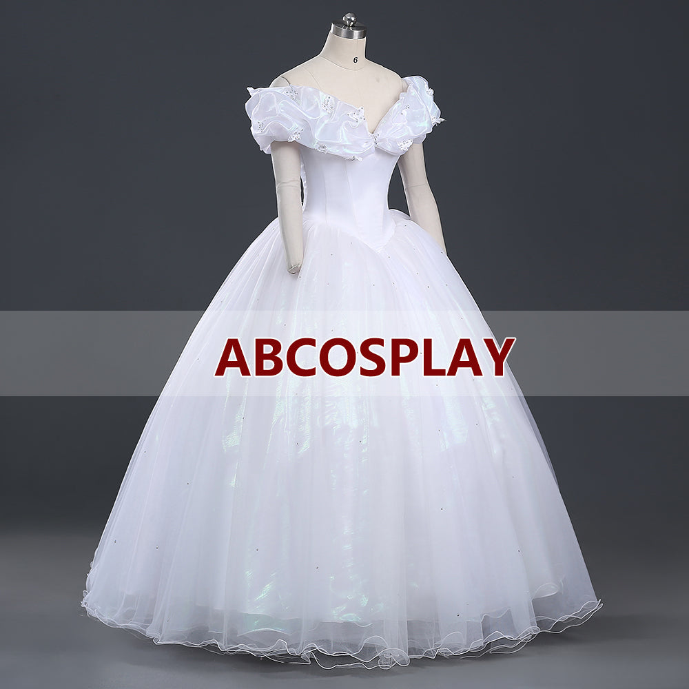 Princess Cinderella White Butterfly Woman Dress Cosplay Costume
