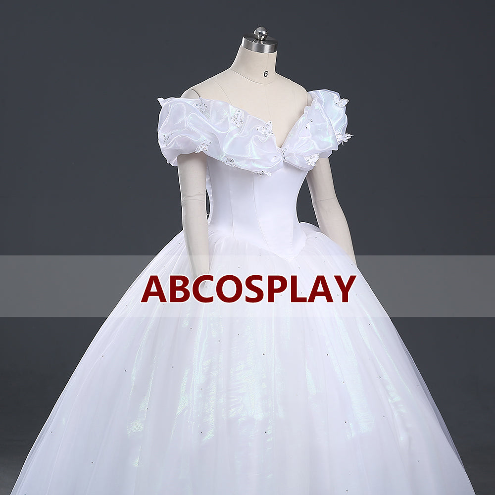 Princess Cinderella White Butterfly Woman Dress Cosplay Costume