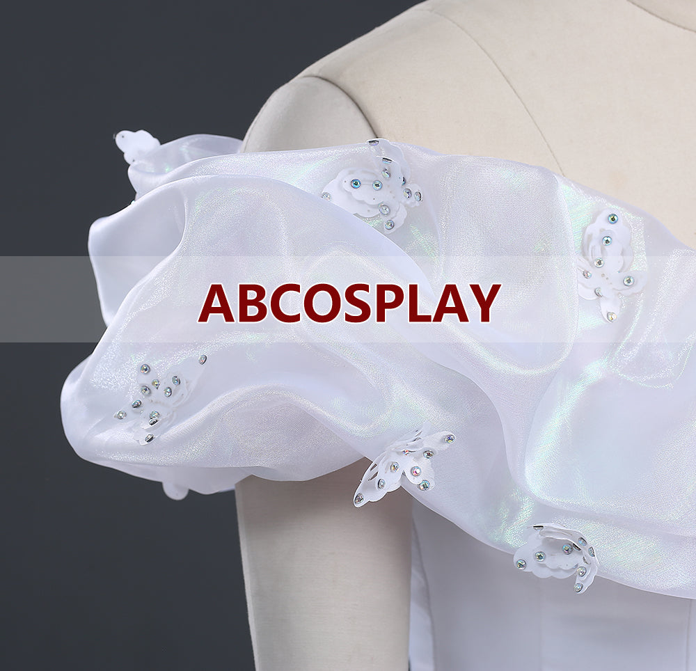 Princess Cinderella White Butterfly Woman Dress Cosplay Costume