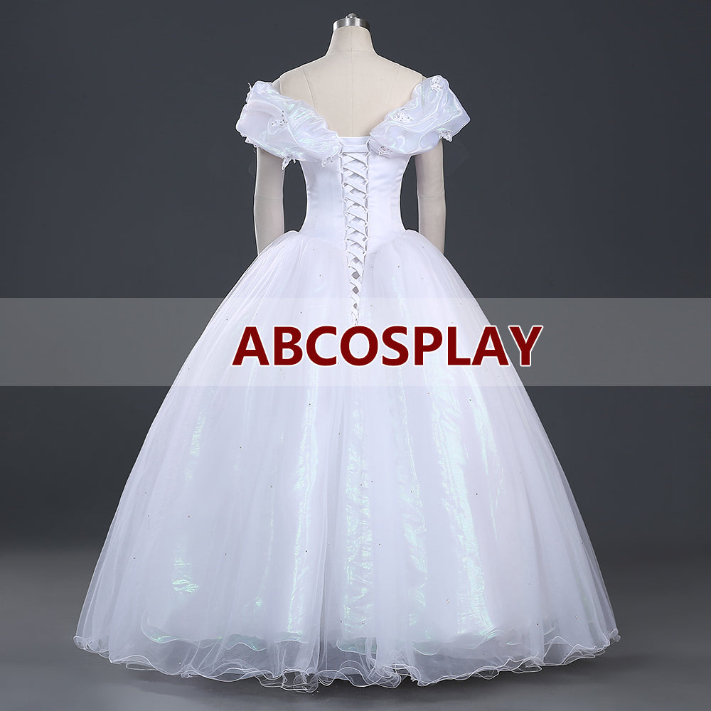 Princess Cinderella White Butterfly Woman Dress Cosplay Costume