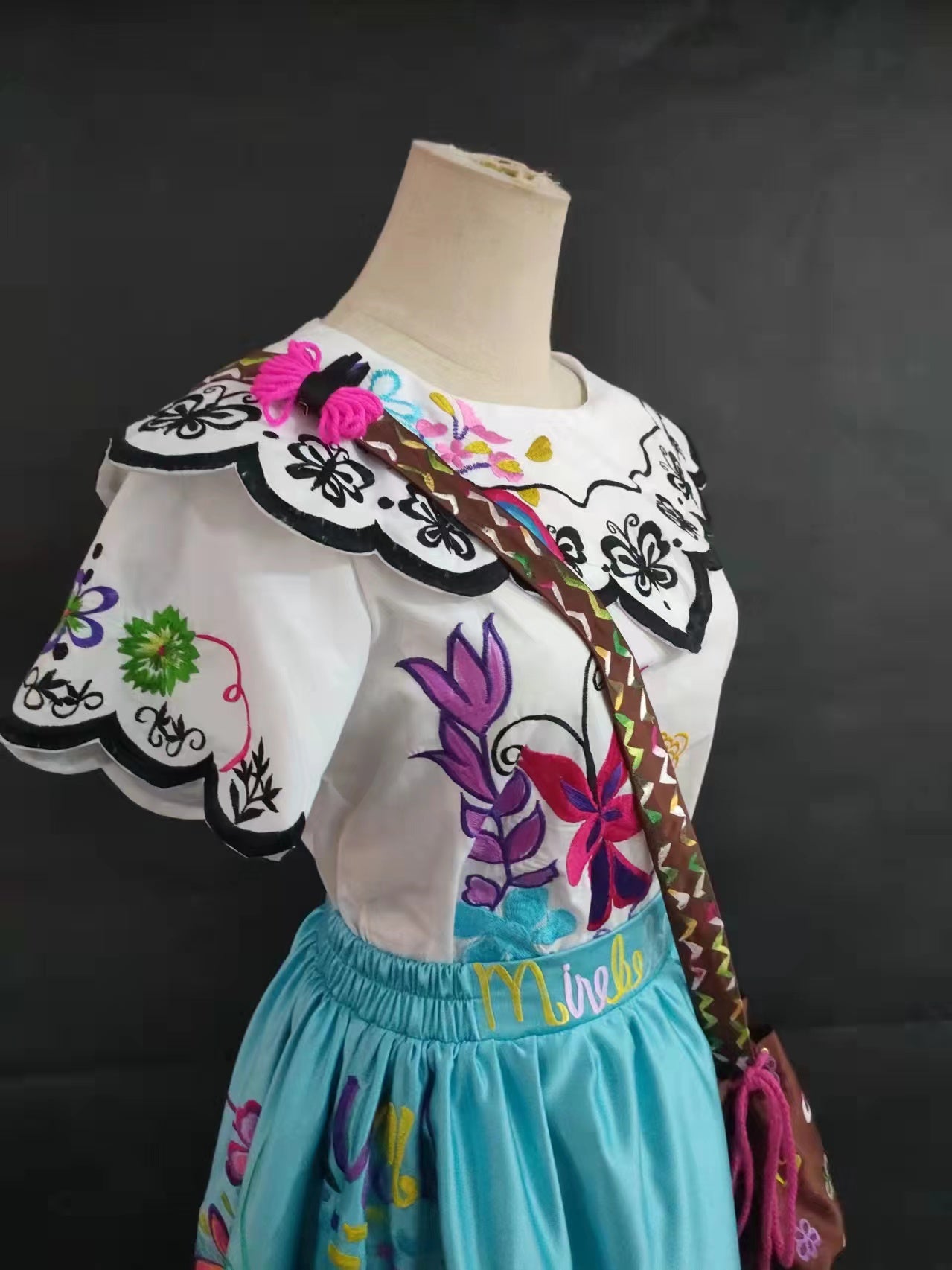 Encanto Mirabel Dolores Embroidery Dress Cosplay Costumes