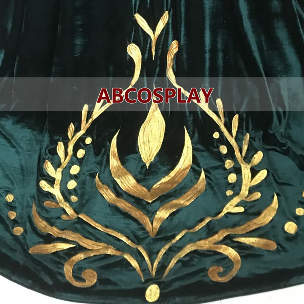 Princess Frozen 2 Anna Embroidery Dress Cosplay Costume Luxury Style