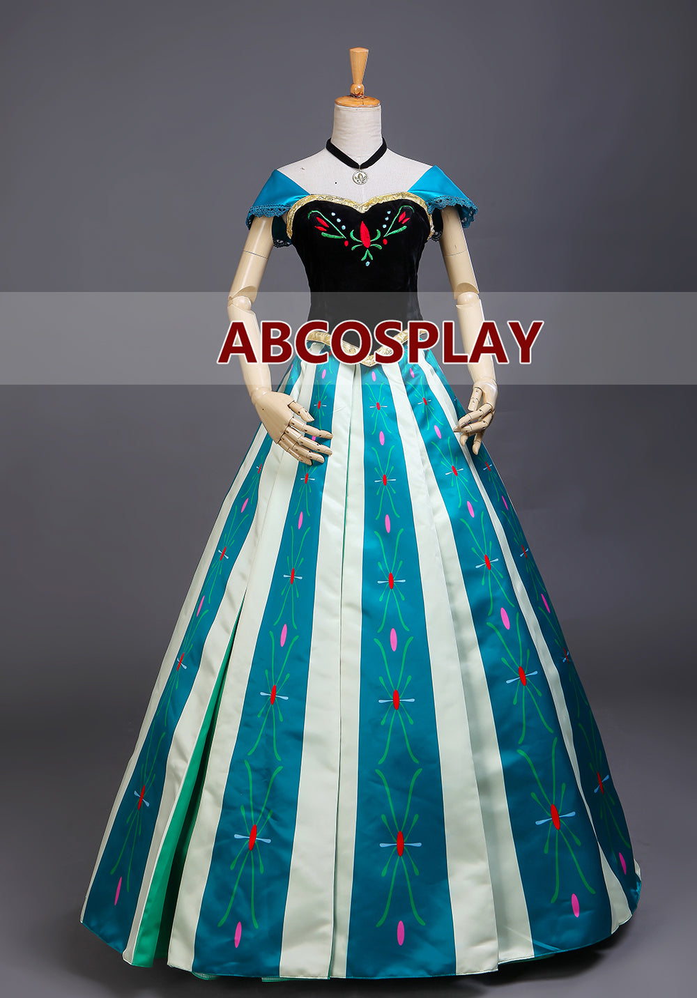 Princess Frozen Anna Printed Dress Cosplay Costume,Princess Anna Dress