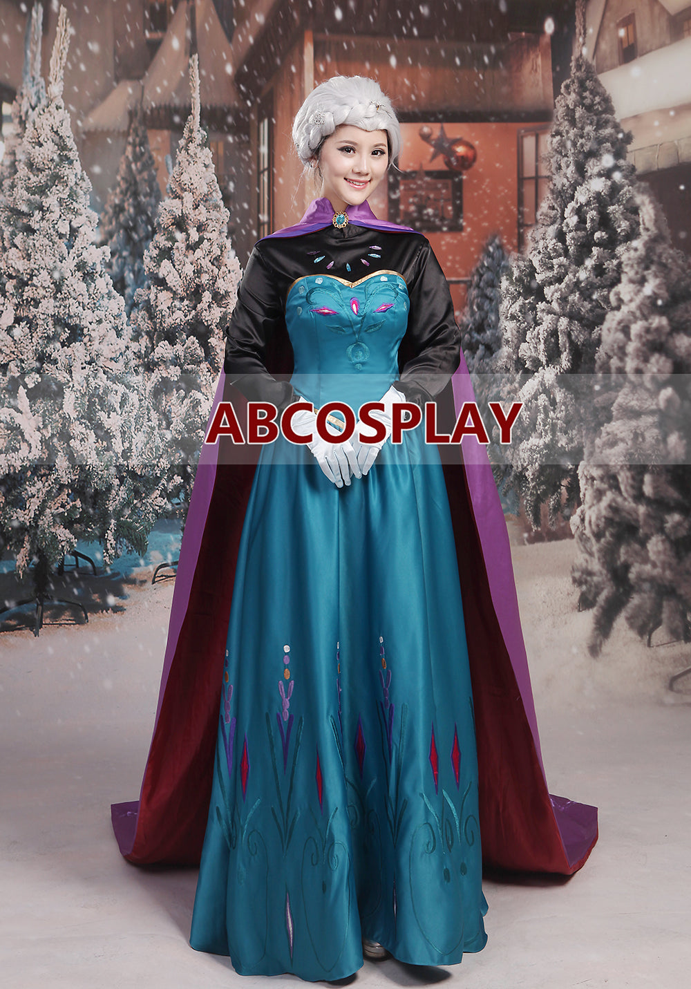 Frozen Elsa Coronation Dress Cape Embroidery Cosplay Costume