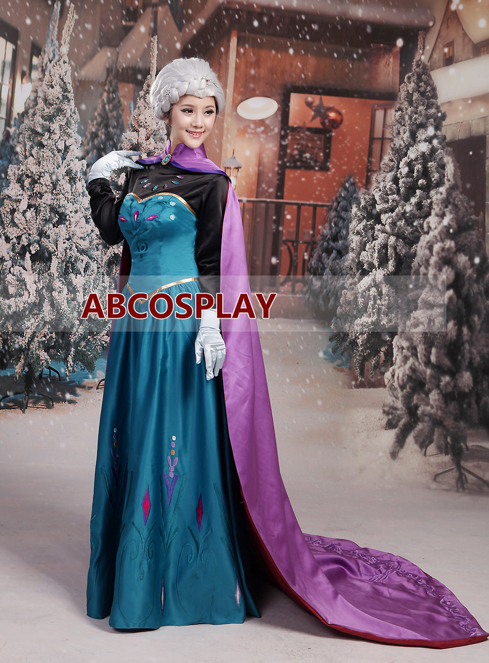 Frozen Elsa Coronation Dress Cape Embroidery Cosplay Costume
