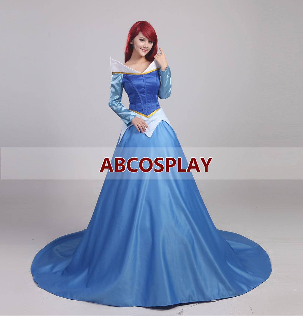 Sleeping Beauty Auroa Blue Dress Cosplay Costume Adult Girls,Princess