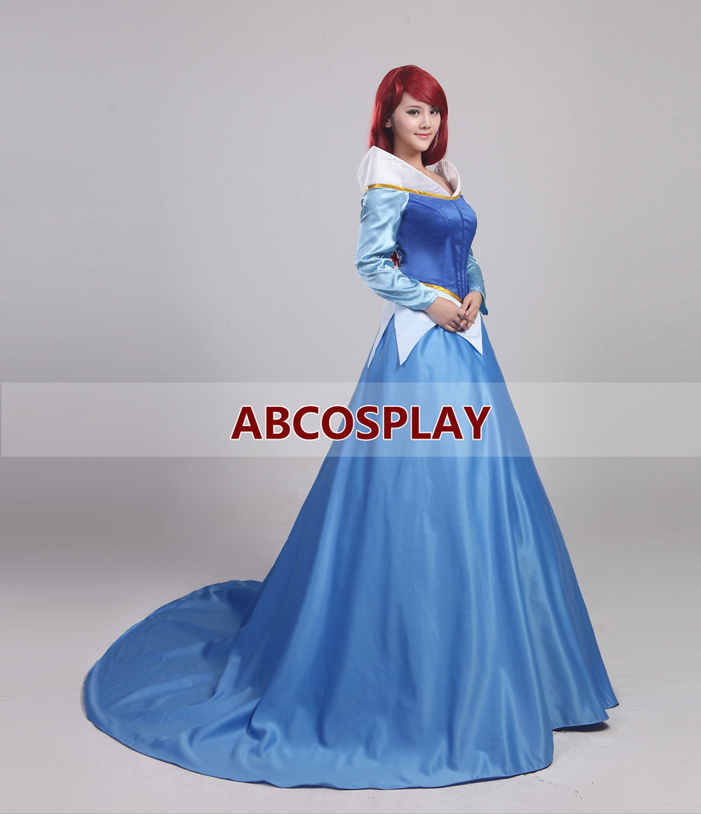 Sleeping Beauty Auroa Blue Dress Cosplay Costume Adult Girls