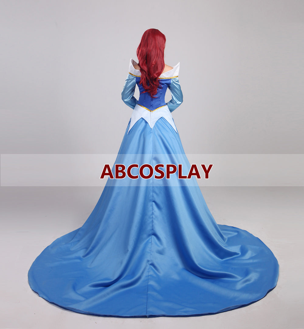 Sleeping Beauty Auroa Blue Dress Cosplay Costume Adult Girls