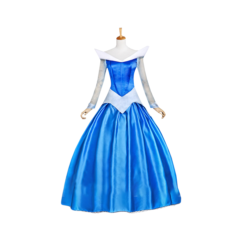 Princess Sleeping Beauty Aurora Dress Blue Adult Cosplay Costume