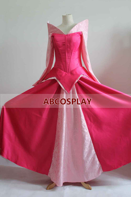 Sleeping Beauty Aurora Pink Princess Dress Cosplay Costume