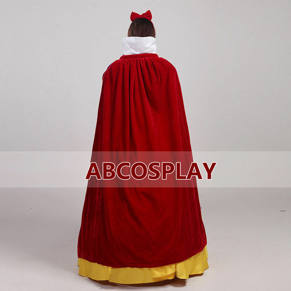 Snow White princess Dress Vs Cape Satin Cosplay Costume