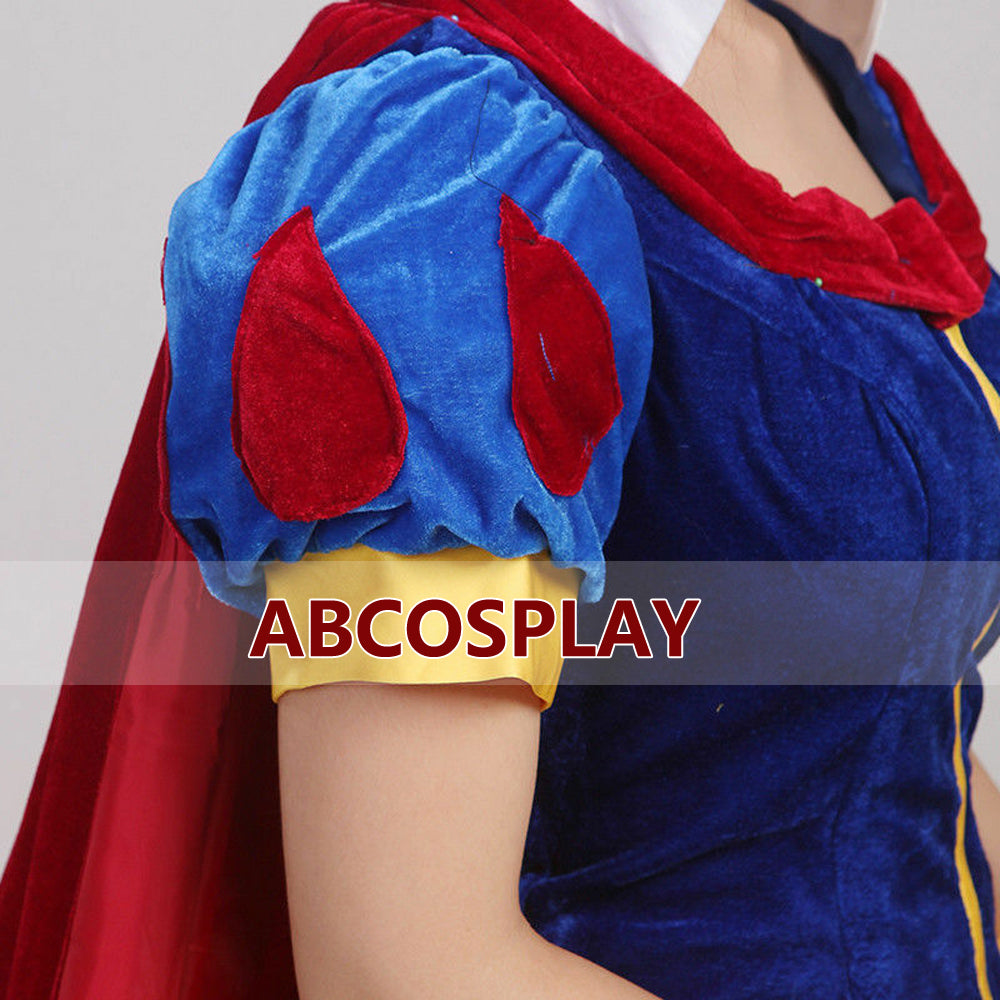 Snow White princess Dress Vs Cape Satin Cosplay Costume