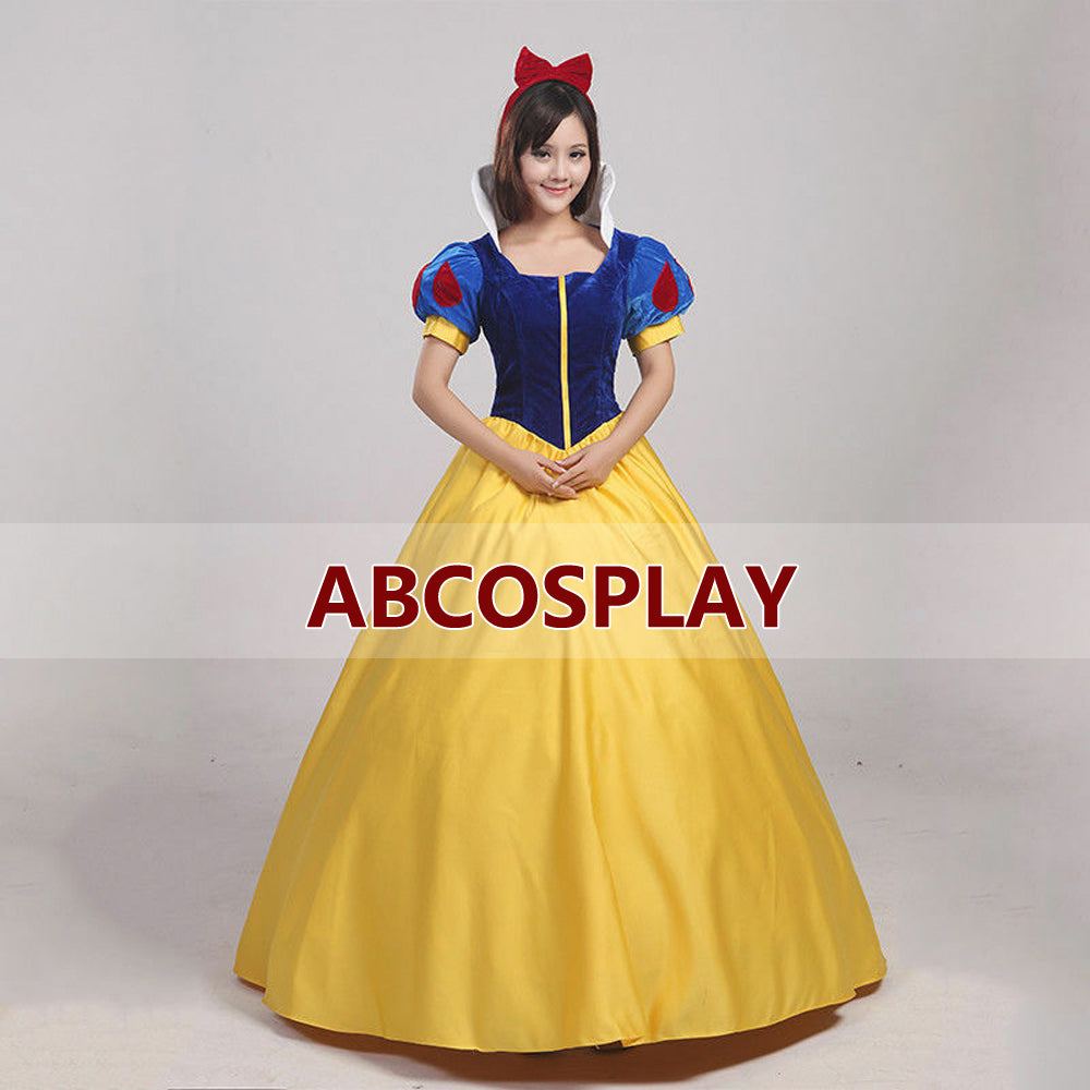 Snow White princess Dress Vs Cape Satin Cosplay Costume