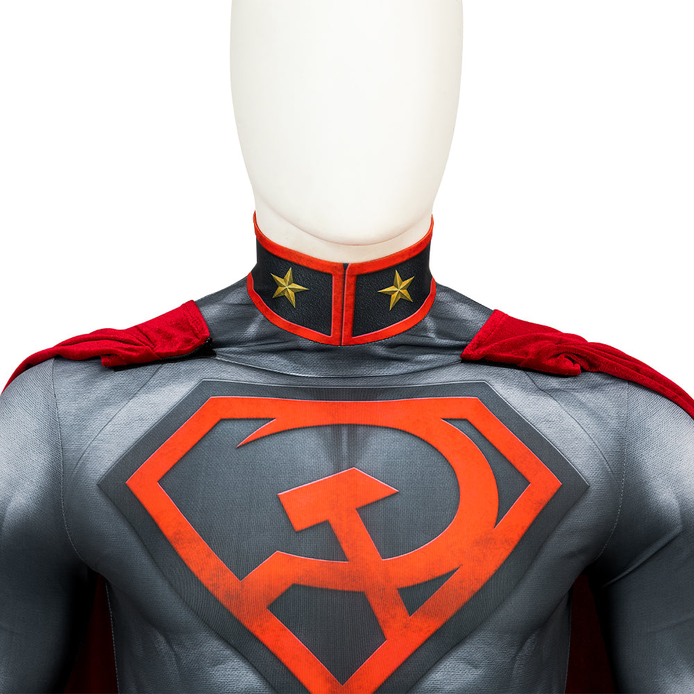 Clark Kent Red Son Cosplay Costumes Jumpsuit Cloak Halloween Free Shipping
