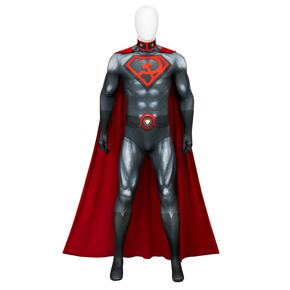 Clark Kent Red Son Cosplay Costumes Jumpsuit Cloak Halloween Free Shipping