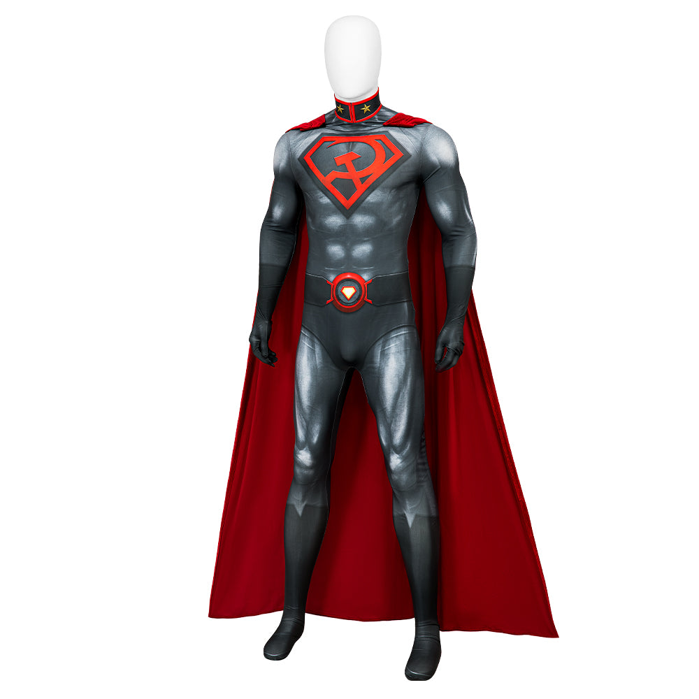 Clark Kent Red Son Cosplay Costumes Jumpsuit Cloak Halloween Free Shipping