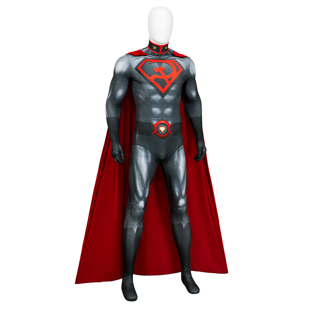 Clark Kent Red Son Cosplay Costumes Jumpsuit Cloak Halloween Free Shipping