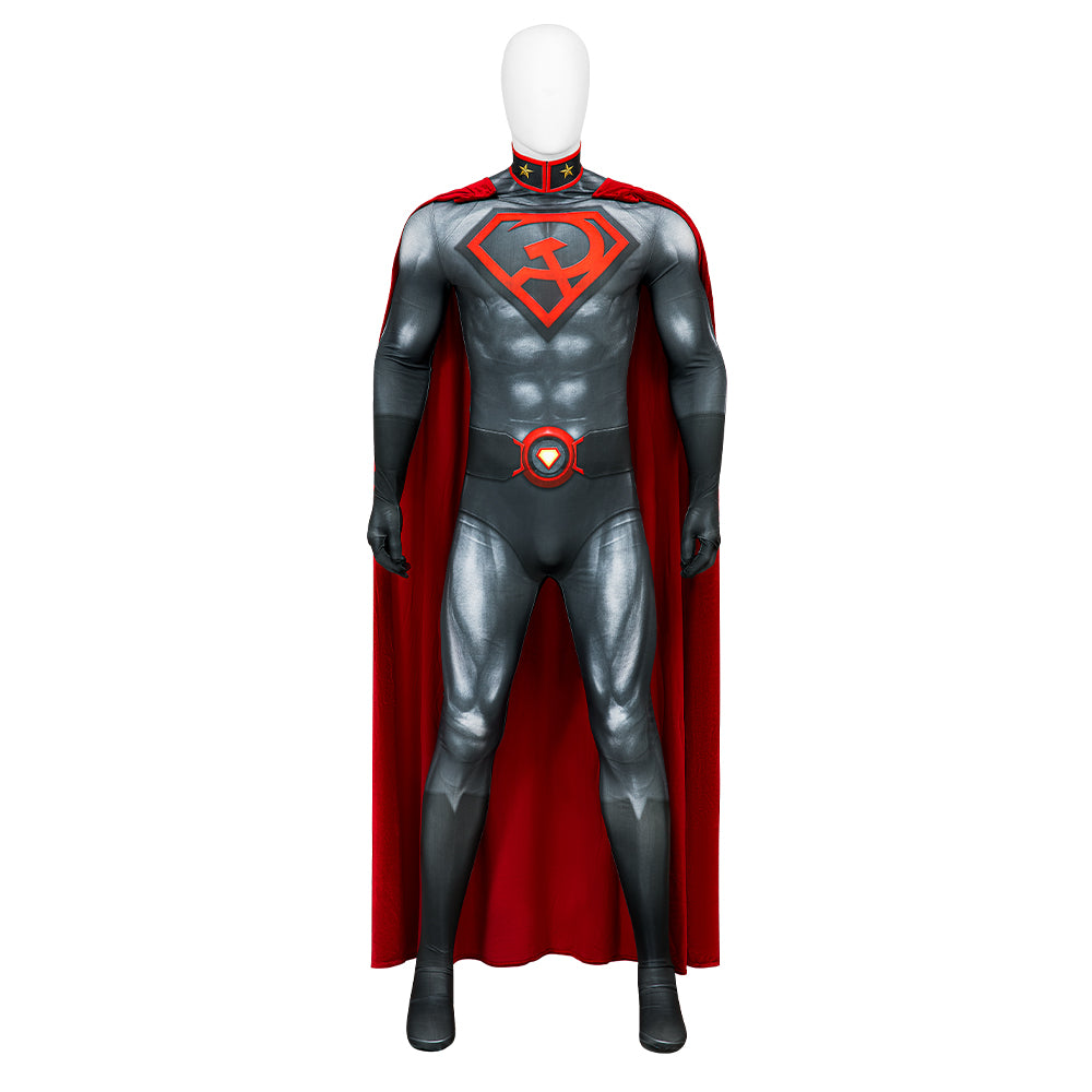 Clark Kent Red Son Cosplay Costumes Jumpsuit Cloak Halloween Free Shipping
