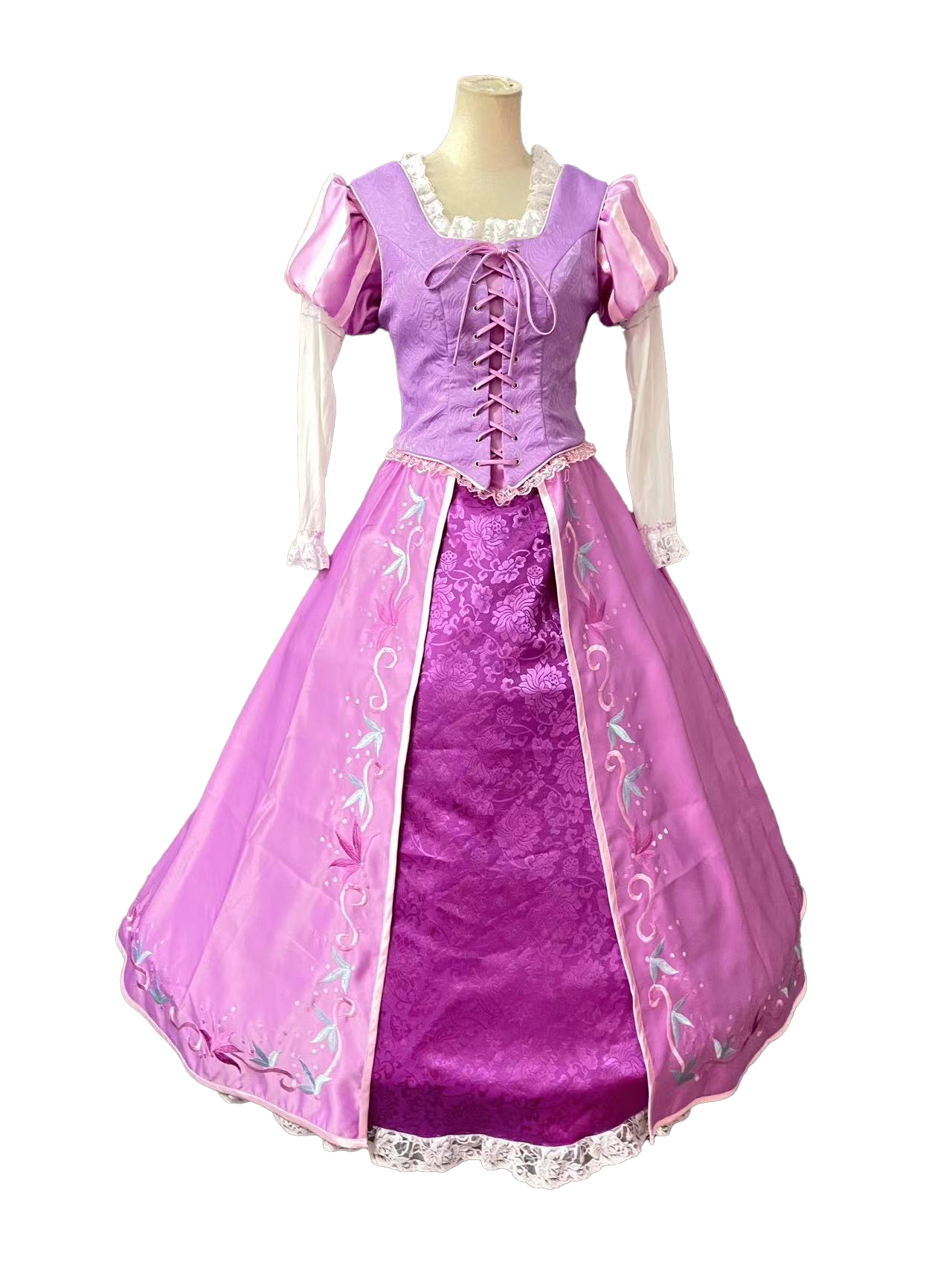Tangled Princess Rapunzel Dress Embroidery Cosplay Costume