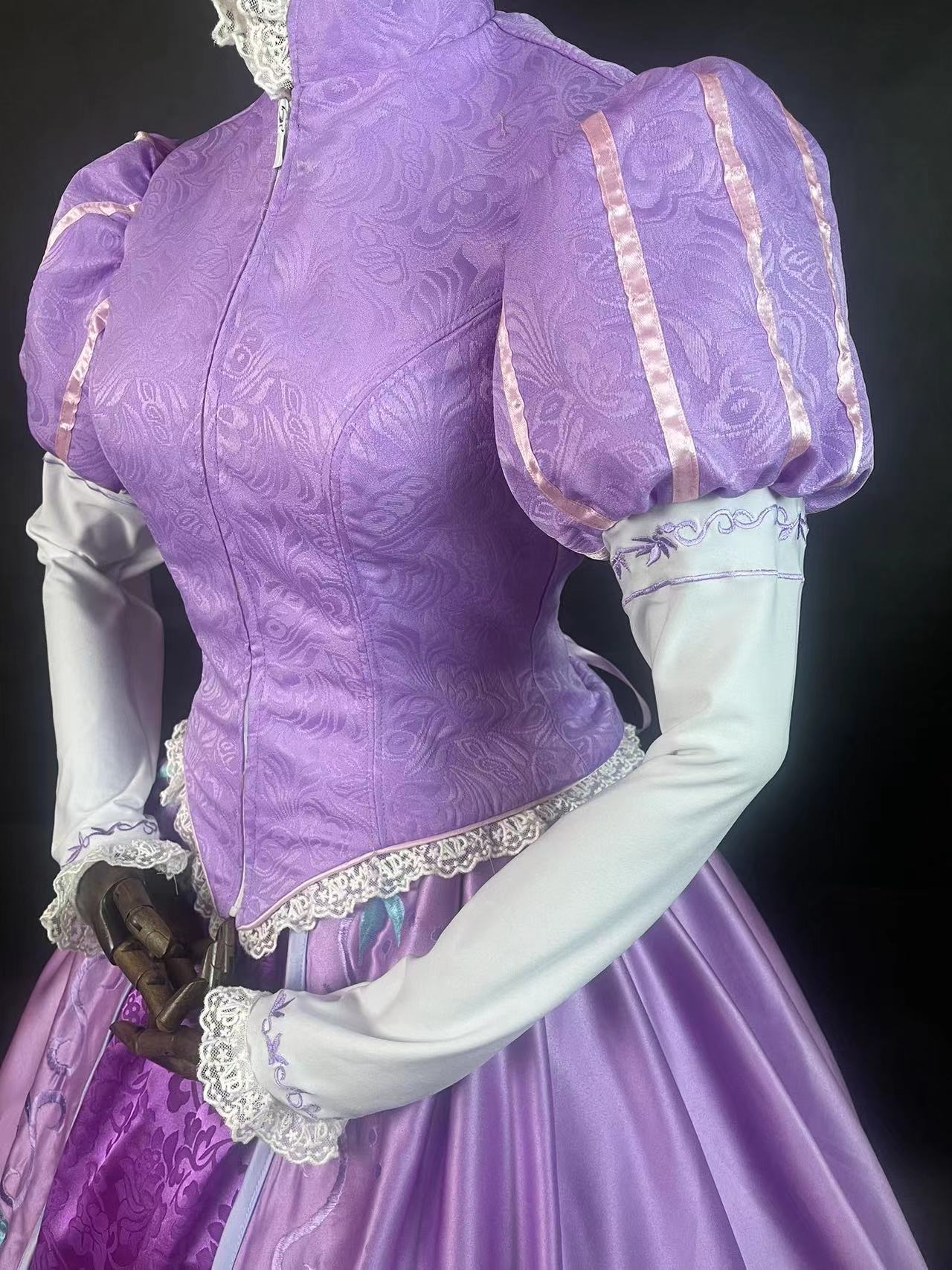 Tangled Rapunzel Princess Dress Embroidery Cosplay Costume