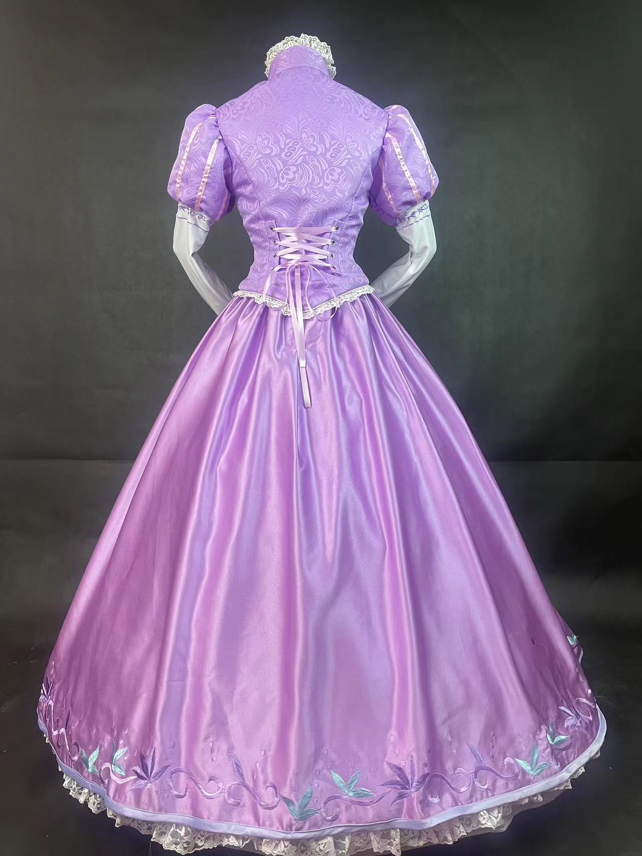 Tangled Rapunzel Princess Dress Embroidery Cosplay Costume