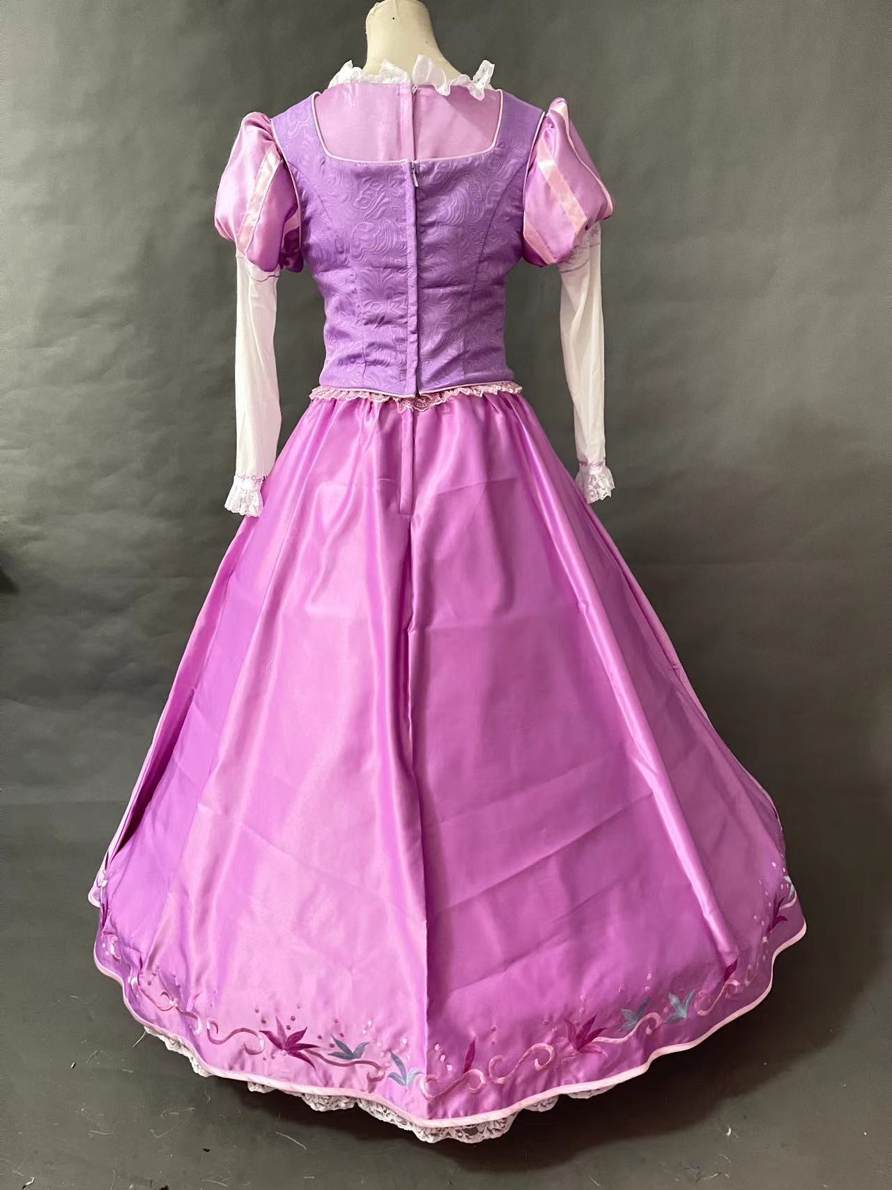 Tangled Princess Rapunzel Dress Embroidery Cosplay Costume