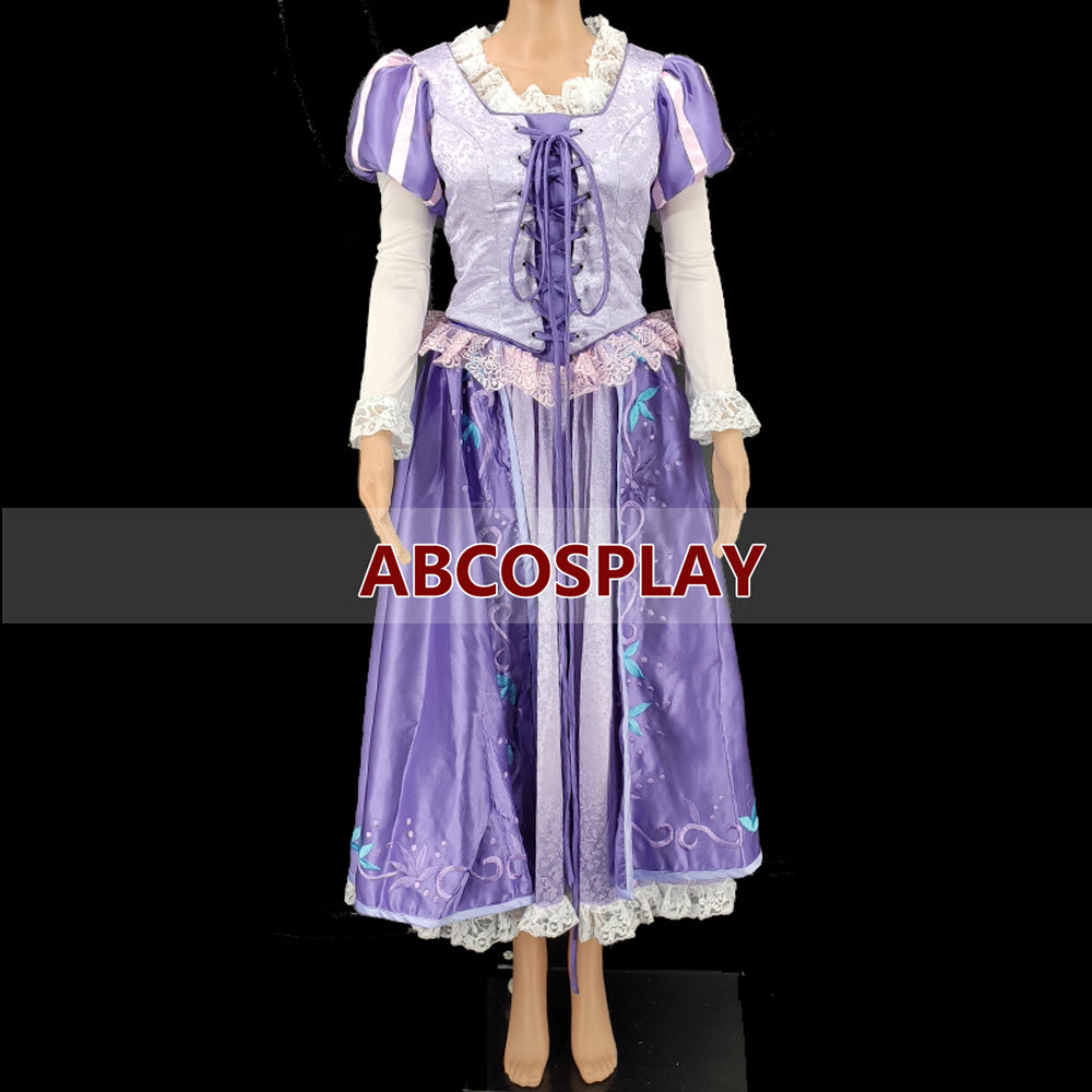 Tangled Rapunzel Embroidery Dress Cosplay Costume