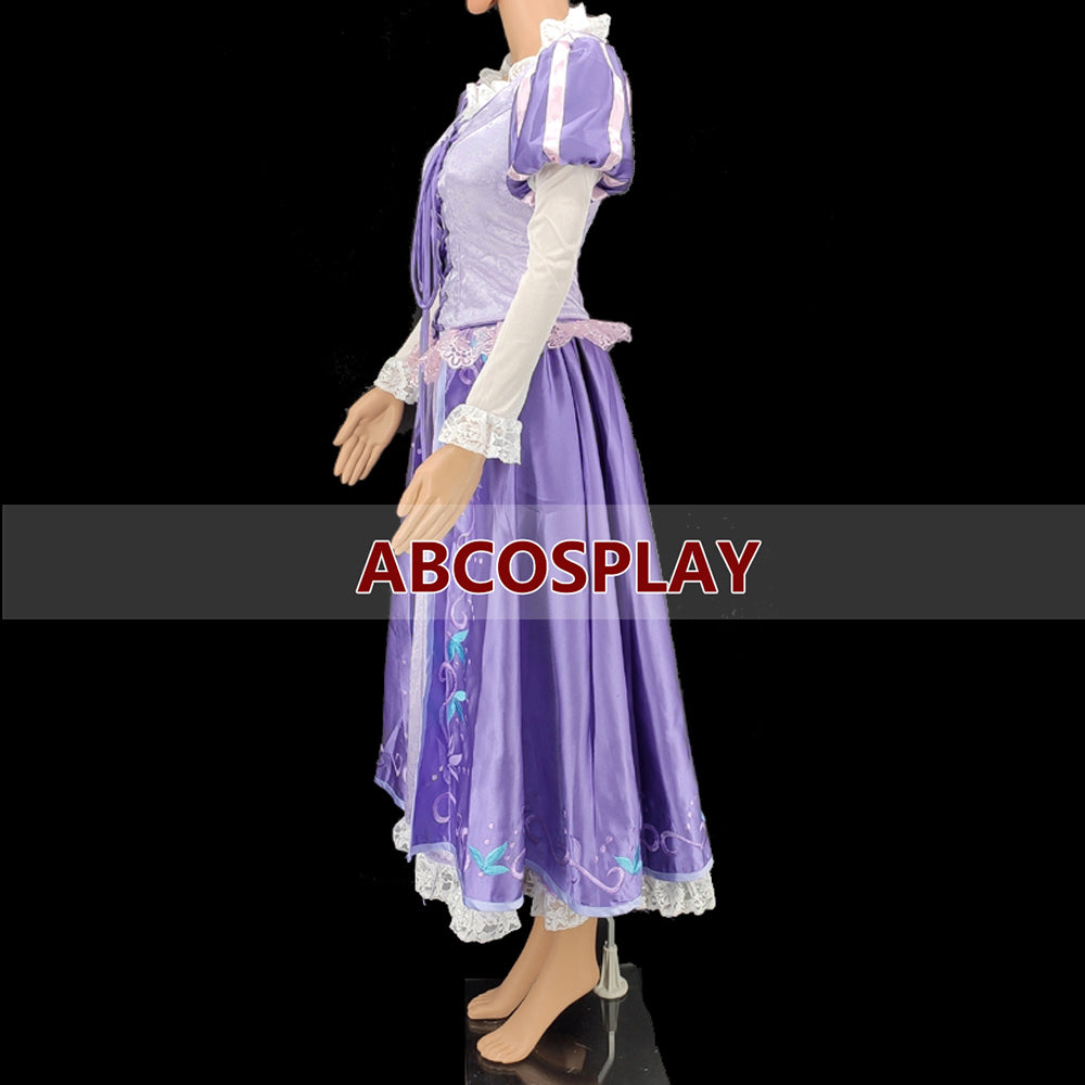 Tangled Rapunzel Embroidery Dress Cosplay Costume