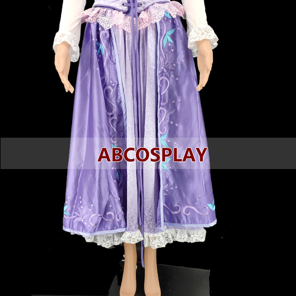 Tangled Rapunzel Embroidery Dress Cosplay Costume