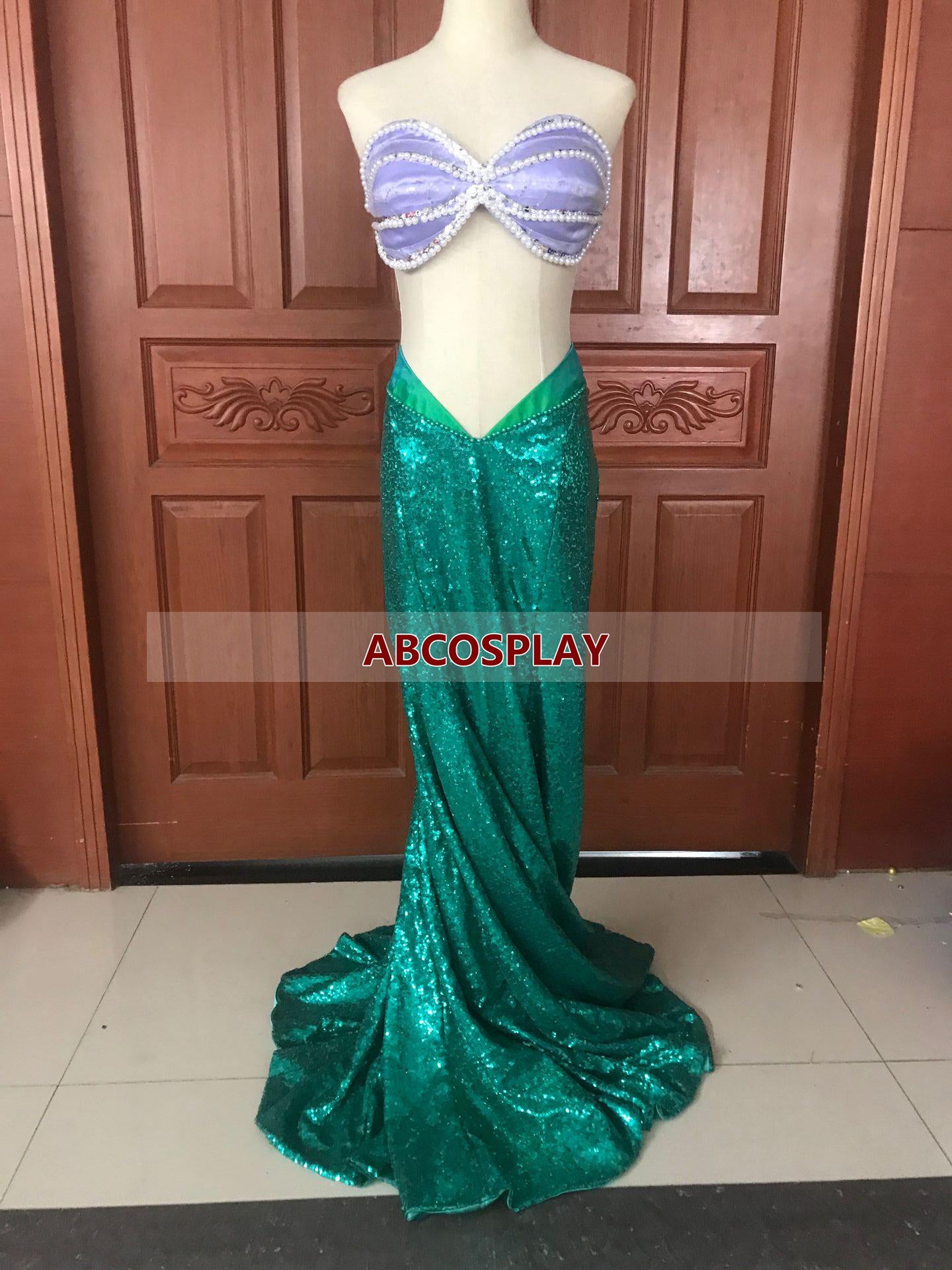 The Little Mermaid Ariel Green Dress Cosplay Costume Adult
