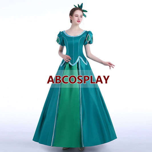 The Little Mermaid Ariel Princess Dress Green Satin Cosplay Costume