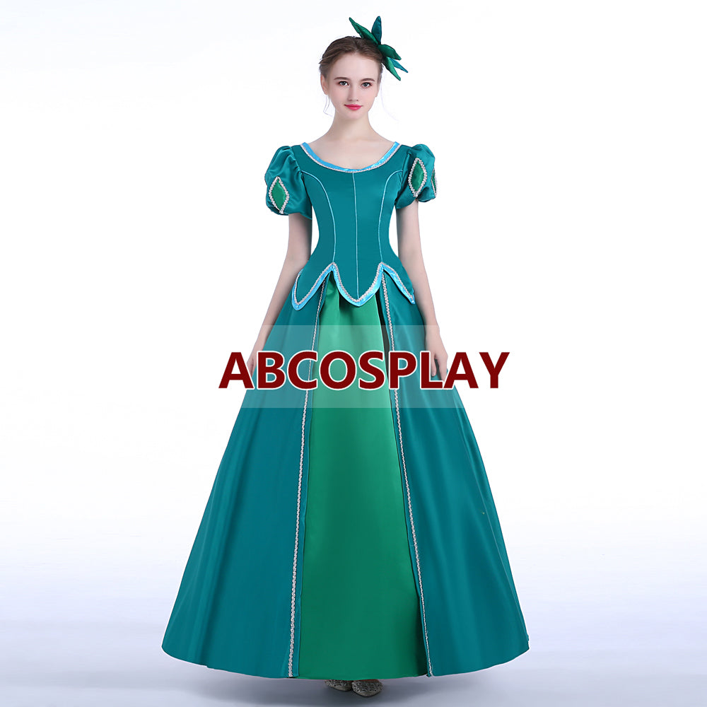 The Little Mermaid Ariel Princess Dress Green Satin Cosplay Costume