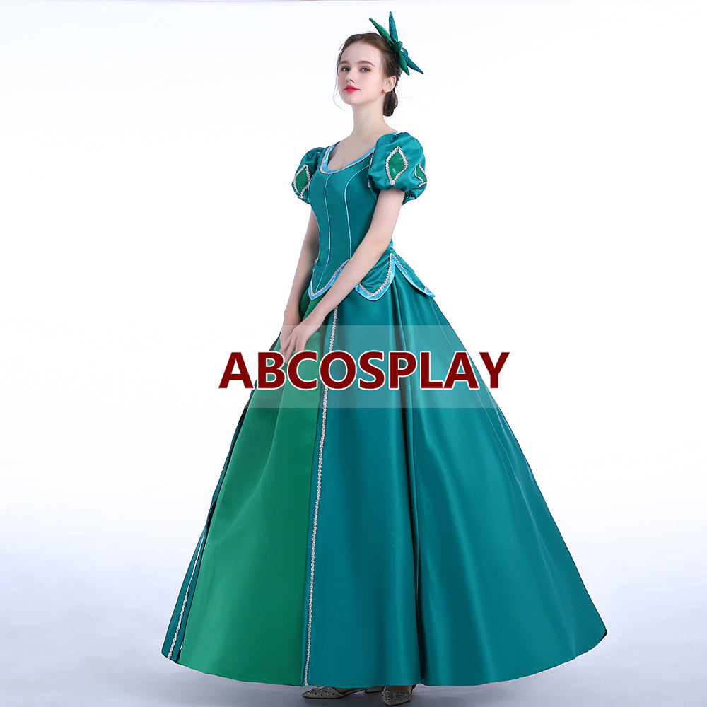 The Little Mermaid Ariel Princess Dress Green Satin Cosplay Costume