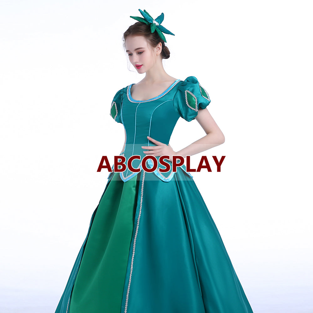 The Little Mermaid Ariel Princess Dress Green Satin Cosplay Costume