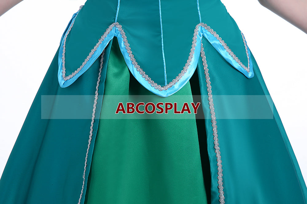 The Little Mermaid Ariel Princess Dress Green Satin Cosplay Costume
